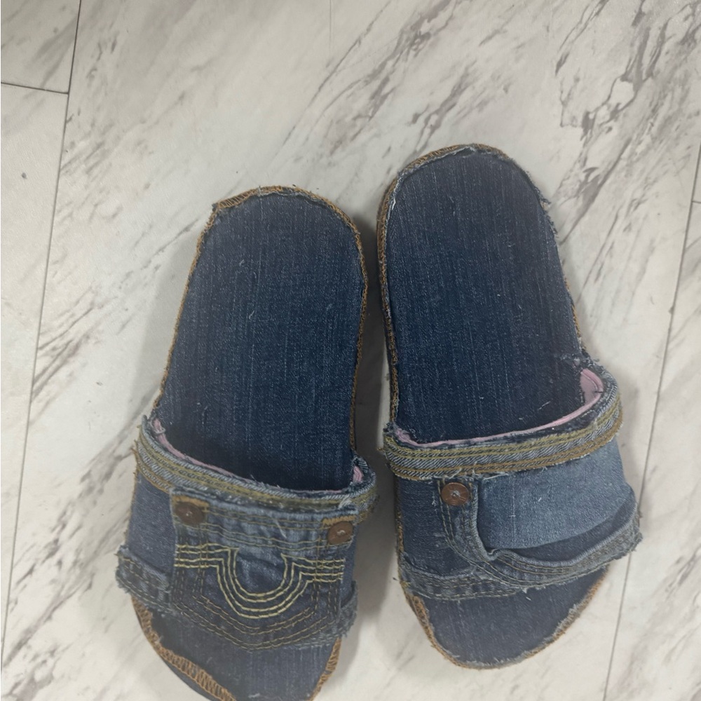 Denim Slide Sandals